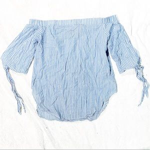 Missimo Light Blue Eyelit Off The Shoulder Top